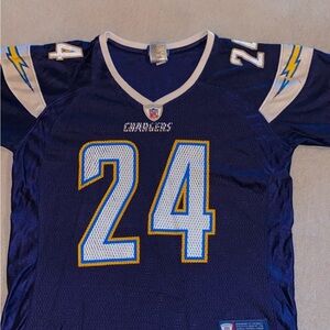 Women’s NFL Chargers Blue and White Short Sleeve jersey